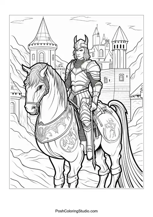 Knights Dragons Coloring Pages sample thumbnail