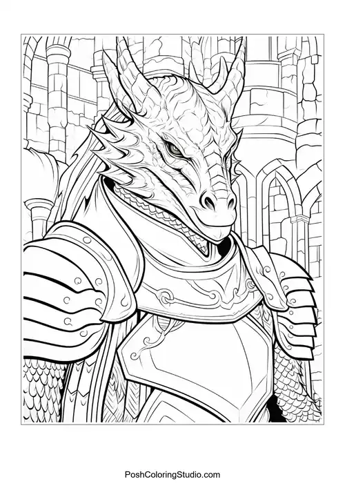 A dragon knight stands tall with a sword in hand.