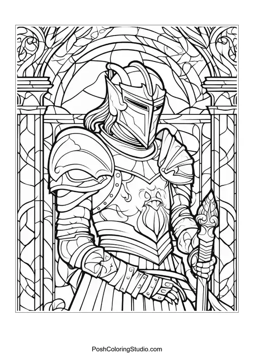 A knight stands confidently with a sword in hand.