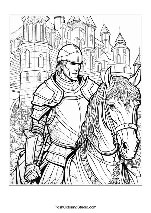 A knight poses with a sword and a dragon companion.