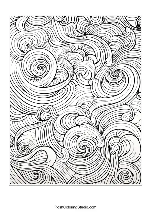 A decorative pattern of waves and spirals.
