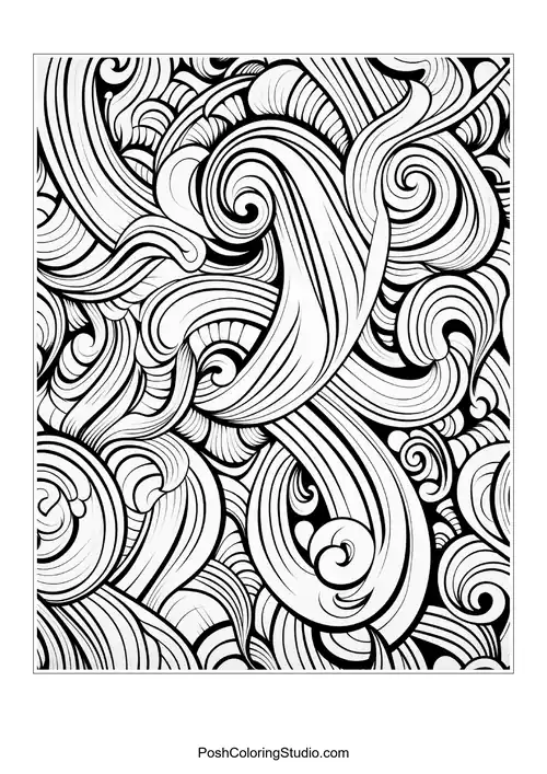 A dynamic design of waves and curls with depth.