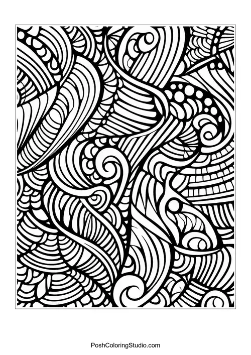 A dynamic design of waves and curls with depth.