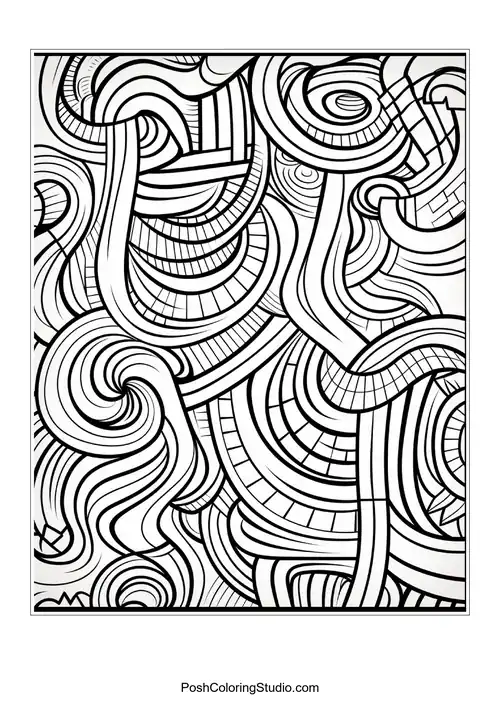 A dynamic design of waves and curls with depth.
