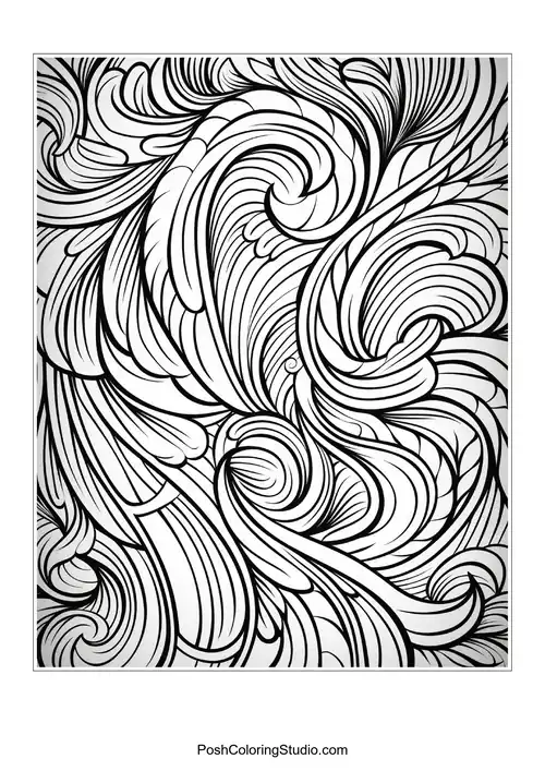A whimsical design of floral shapes and swirls.