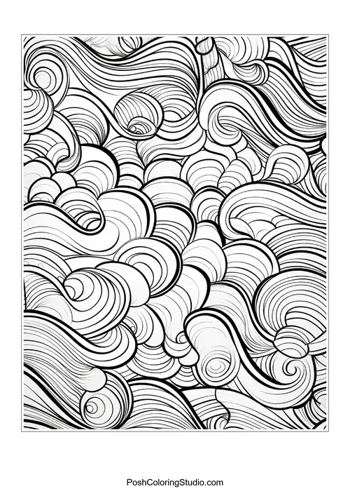 A dense pattern of swirling lines and curves.