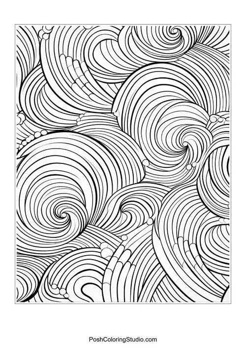A pattern of swirling lines and abstract shapes.
