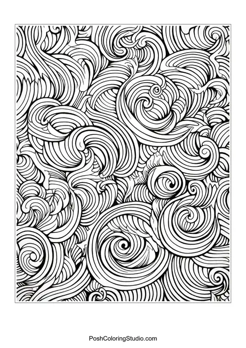 A dynamic design of waves and curls with depth.