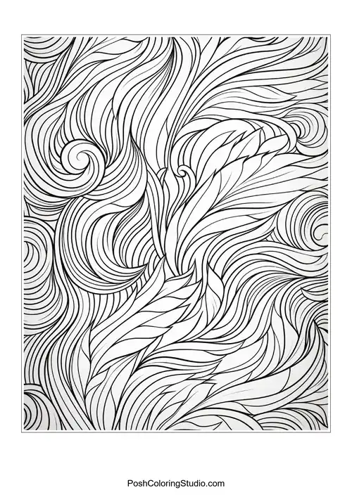 A whimsical design of floral shapes and swirls.