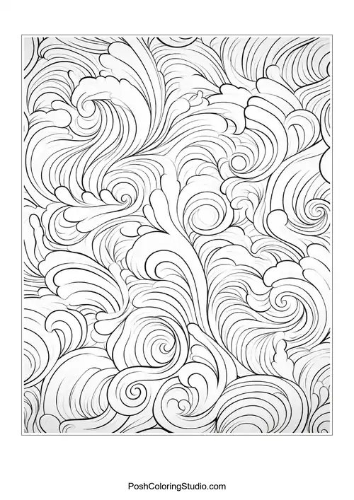 A pattern of swirling lines and abstract shapes.