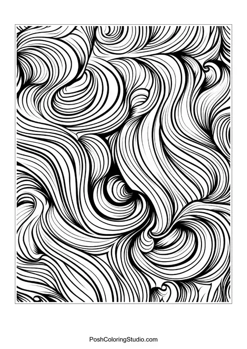 A flowing design of wavy lines and curls.