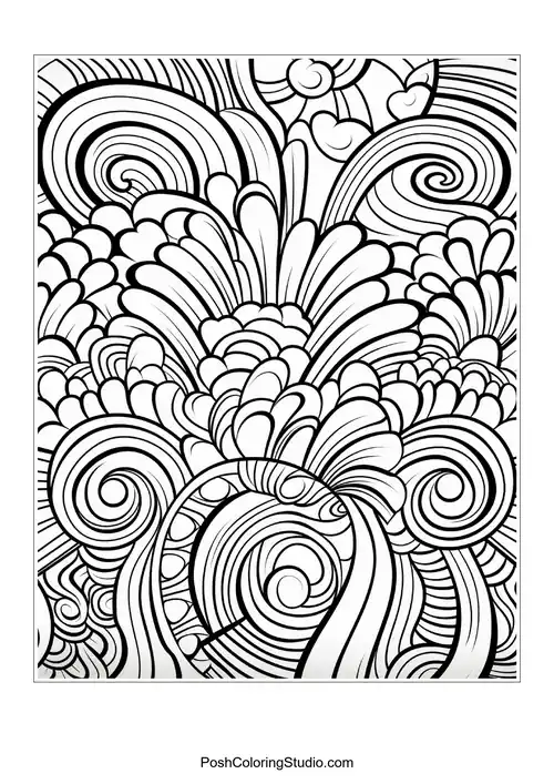An intricate design of floral elements and swirls.