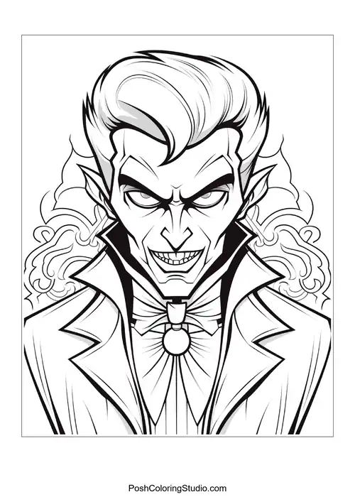 A vampire with a fierce expression and intricate details.