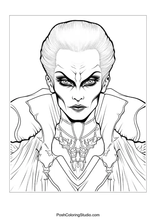 A vampire with a confident expression and a pendant.