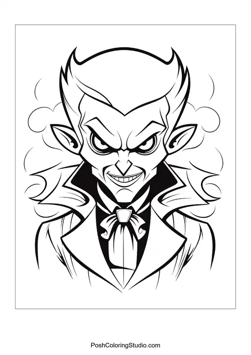 A vampire with a fierce expression and intricate details.