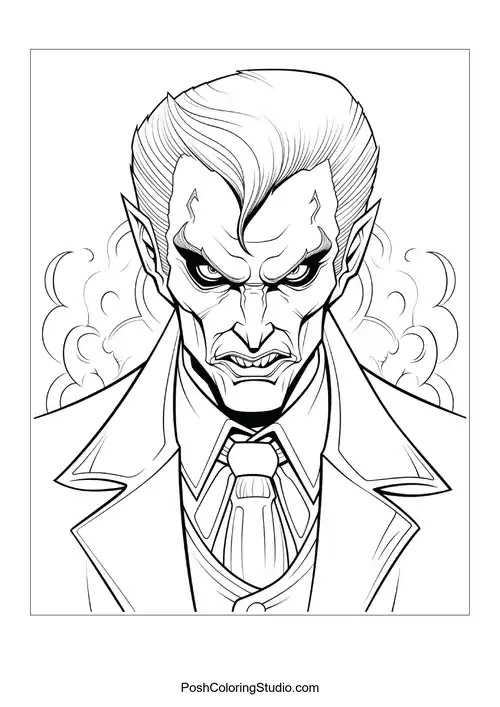 A vampire with a fierce look and intricate details.