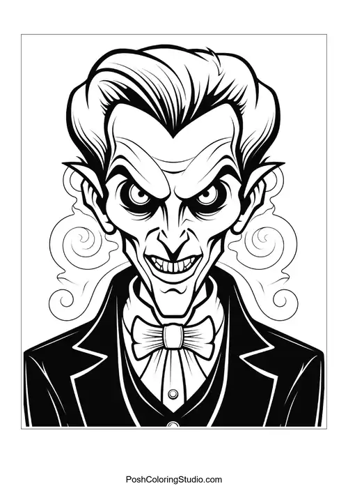A vampire with a confident expression and a pendant.