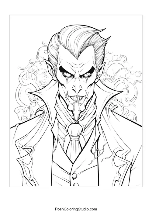 A vampire with a fierce look and intricate details.
