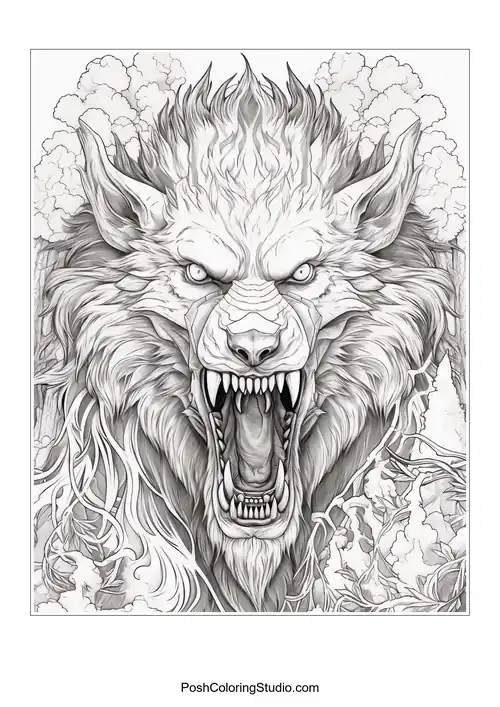 A werewolf with a menacing gaze and sharp claws.
