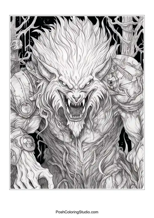 A werewolf with a muscular build and armor.