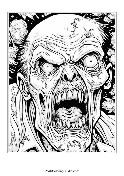 A zombie with a skeletal hand and a torn shirt.