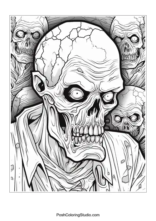 A zombie with a suit and a shocked expression.