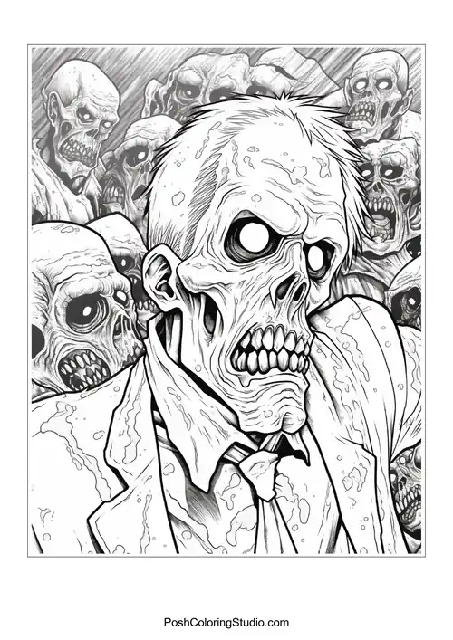 A zombie with a suit and a shocked expression.