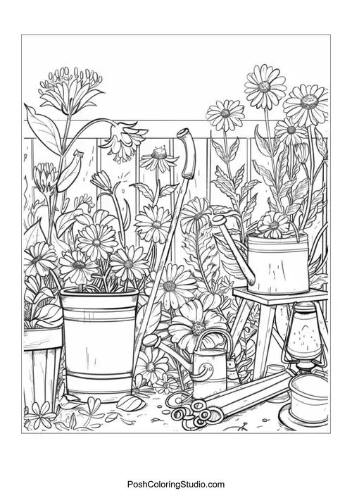 A collection of flowers and plants in a garden setting.