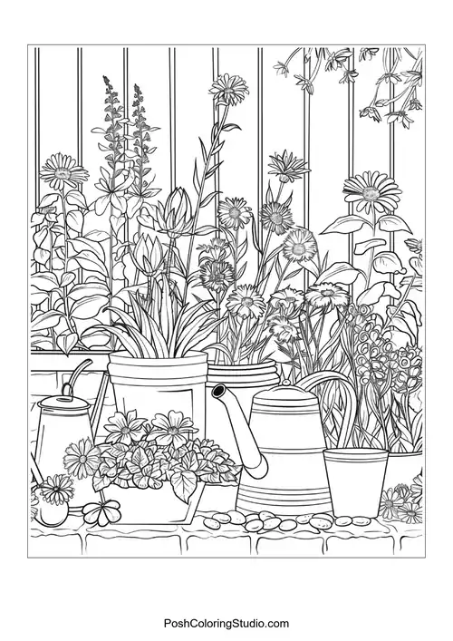 A vibrant garden scene with various flowers in bloom.