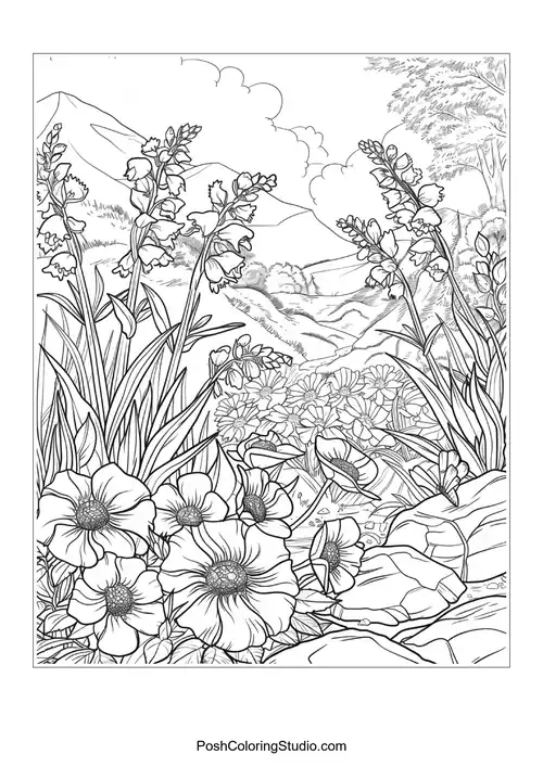 A mix of flowers with intricate petal designs.