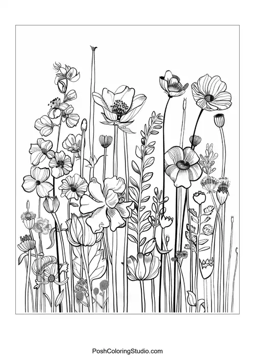 A collection of potted plants and flowers in a garden.