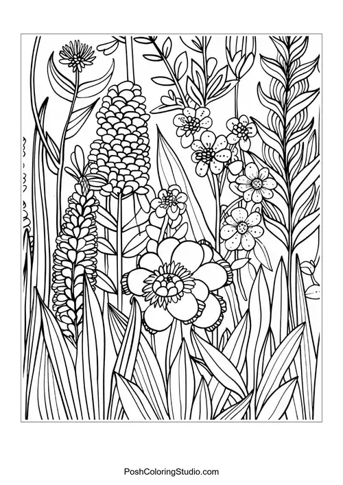 A collection of wildflowers with various shapes and sizes.