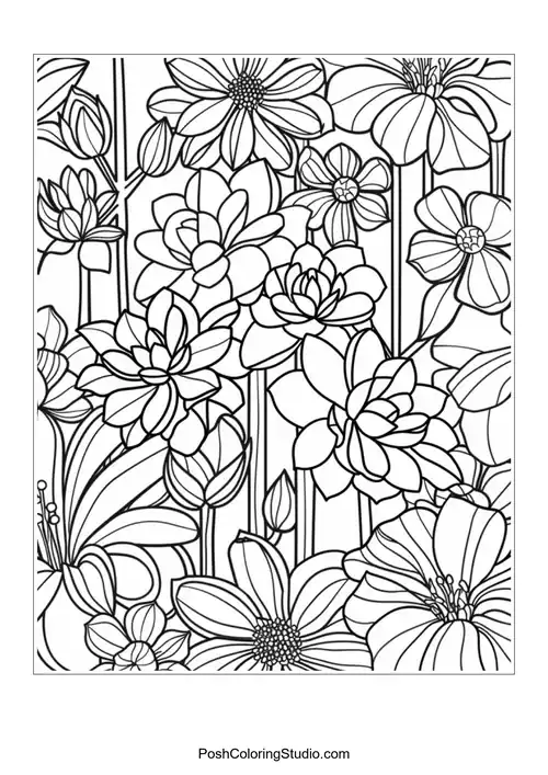 A collection of tulips with intricate details and patterns.