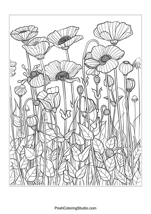 A collection of tulips with intricate details and patterns.
