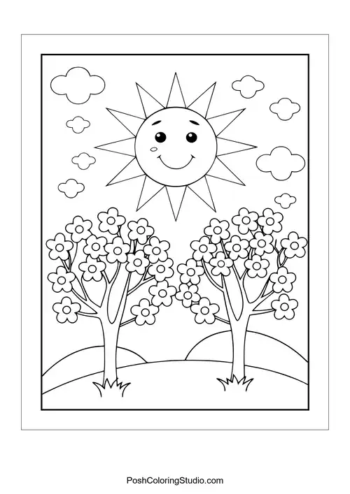 Cherry Blossom Coloring Pages sample thumbnail