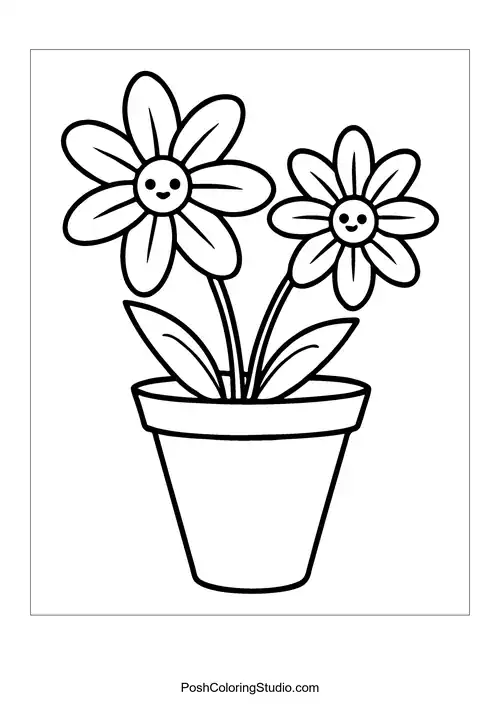 A flower pot with three sunflowers and sunglasses.