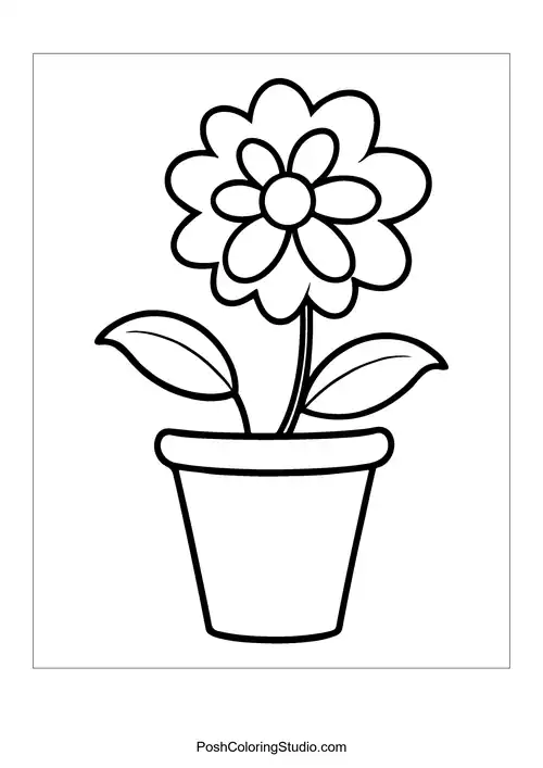 A flower pot with three tulips, one with a smile.