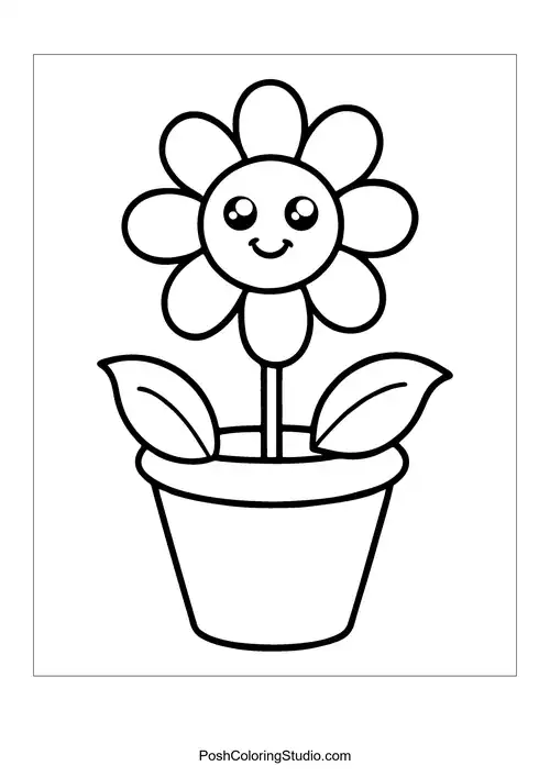 A flower pot with three flowers.