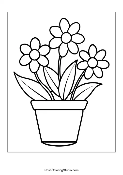 A flower pot with a smiling flower.