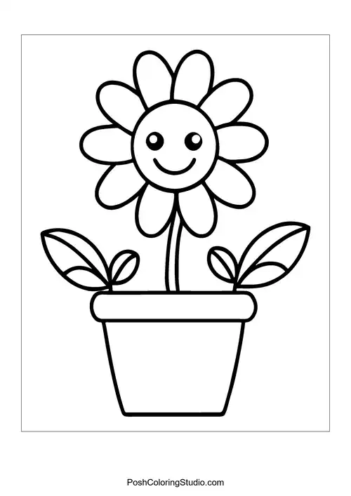 A flower pot with three flowers.