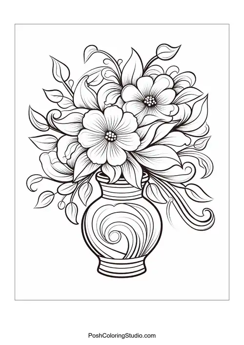 Flowers Vase Coloring Pages sample thumbnail