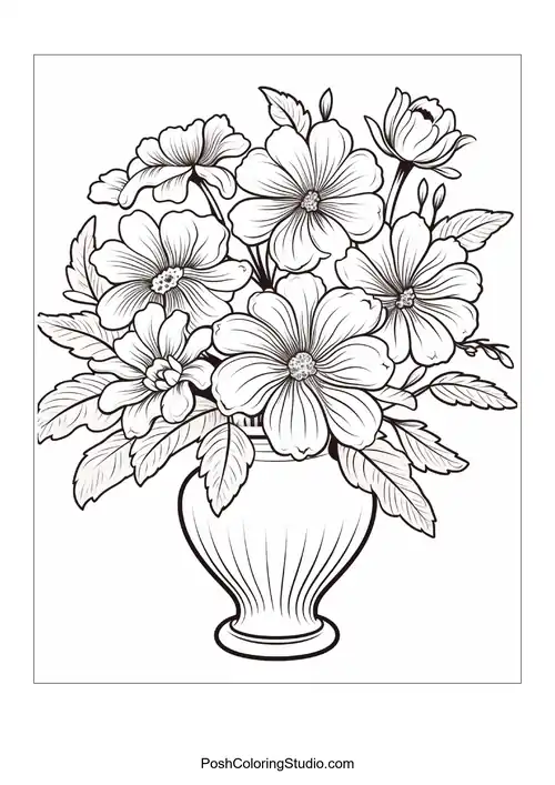 A decorative vase filled with assorted floral arrangements.