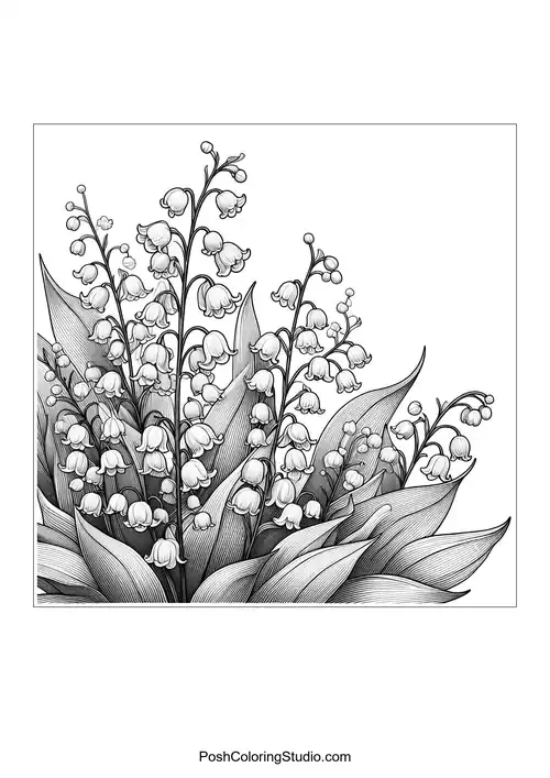 Lily Valley Coloring Pages sample thumbnail