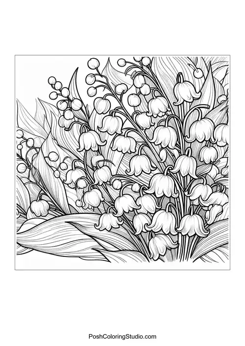 A playful design featuring lily of the valley flowers and hearts.