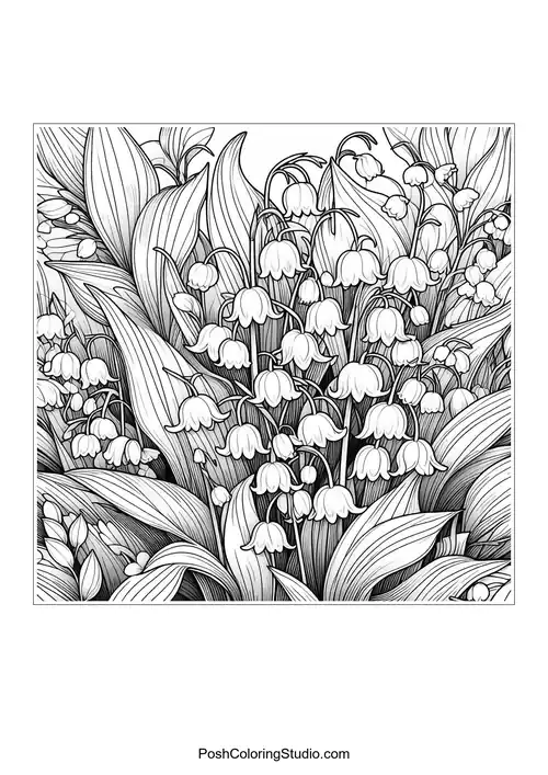 A arrangement of lily of the valley flowers.
