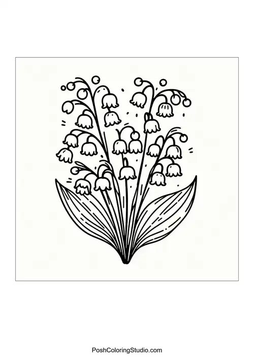 A bouquet of lily of the valley flowers with detailed petals.