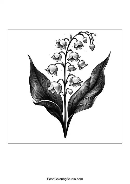 Multiple lily of the valley flowers arranged in clusters.