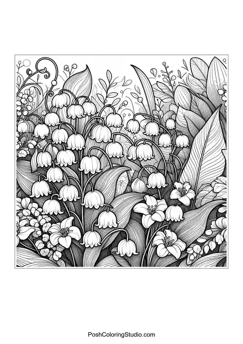 A close-up view of lily of the valley flowers in full bloom.