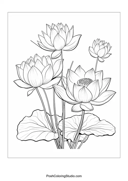 Lotus Adult Coloring Pages sample thumbnail