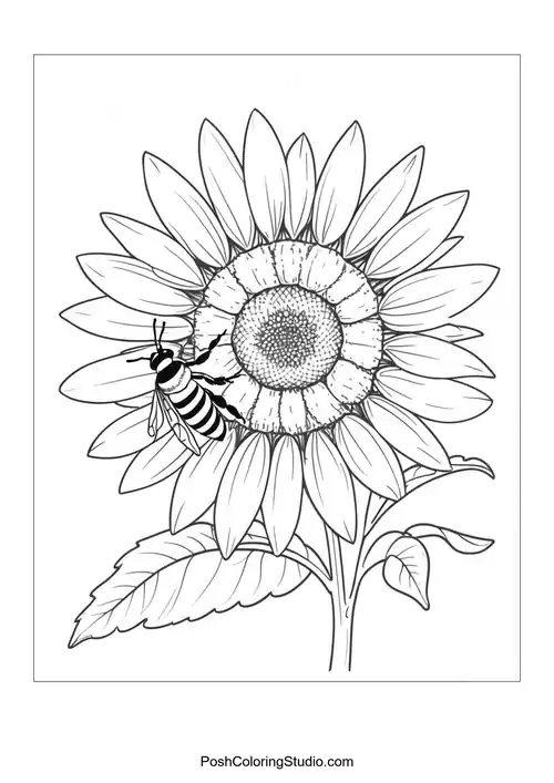Sunflower Kids Coloring Pages sample thumbnail